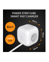qoltec Kostka zasilająca przedłużacz 6w1 z podświetlanym włącznikiem |  3x AC | 2x USB | 1x USB-C PD 20W | biała | kabel 2m - nr 10