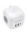 qoltec Kostka zasilająca przedłużacz 6w1 z podświetlanym włącznikiem |  3x AC | 2x USB | 1x USB-C PD 20W | biała | kabel 2m - nr 11