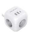 qoltec Kostka zasilająca przedłużacz 6w1 z podświetlanym włącznikiem |  3x AC | 2x USB | 1x USB-C PD 20W | biała | kabel 2m - nr 2