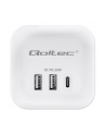 qoltec Kostka zasilająca przedłużacz 6w1 z podświetlanym włącznikiem |  3x AC | 2x USB | 1x USB-C PD 20W | biała | kabel 2m - nr 7