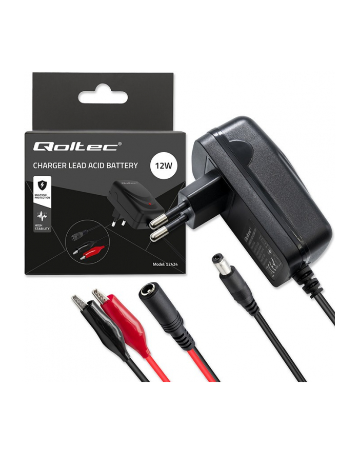 qoltec Automatyczna ładowarka do akumulatora AGM GEL STD 12V | 1.5A |  Prostownik z sygnalizatorem LED główny