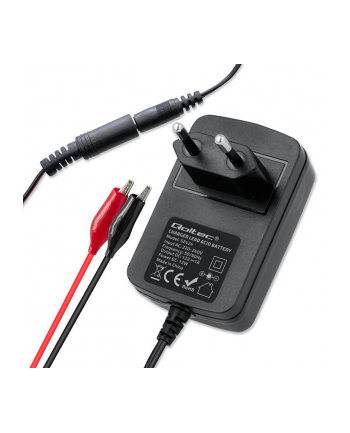 qoltec Automatyczna ładowarka do akumulatora AGM GEL STD 12V | 1.5A |  Prostownik z sygnalizatorem LED