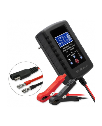 qoltec Automatyczna ładowarka do akumulatora AGM GEL STD 6V/12V | 2A |  Prostownik z funkcją naprawy i wyświetlaczem LED