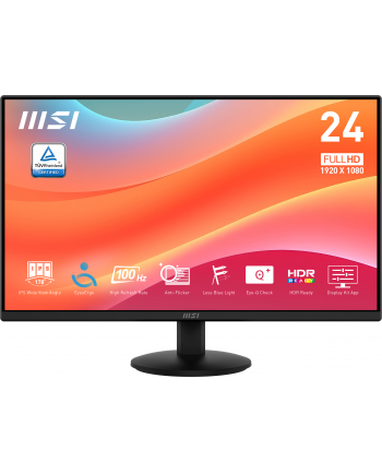 msi Monitor 23.8 cala PRO MP242L LED/FHD/Flat/100Hz/czarny