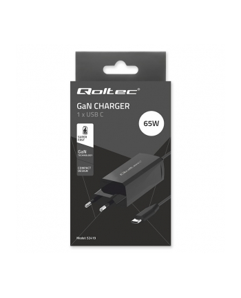 qoltec Ładowarka sieciowa 65W GaN | 5-20V | 3-3.25A | USB-C 3.1