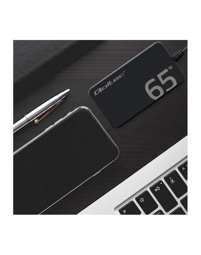 qoltec Ładowarka sieciowa 65W GaN Super Fast SLIM | PD | 5-20V | 3.25A |USB-C 3.1 | Laptop | MacBook | Smartfon | +kabel główny