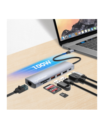 Manhattan Stacja/replikator 7-in-1 4K USB-C Dockingstation 1xHDMI 2xUSB 10Gb/s (153966)