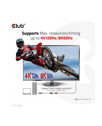 Club3D Redukcja DisplayPort 1.4/HDMI 4K, aktivní