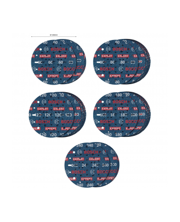 Bosch EXPERT O780 Foil Sanding Disc Set G60/80/120/180/240 2608902470 nr 2