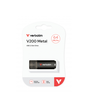 Verbatim V200 Metal USB 3.2 64GB Aluminium,  r/w 80/200MBs  30211