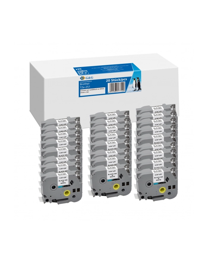 20x G'amp;G Schriftband 24mm x 8m sw ws komp. m. Bczerwonyher TZe-251 główny