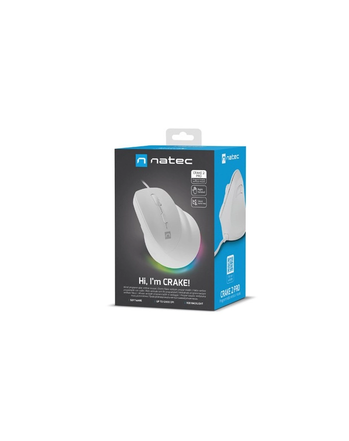 natec Mysz wertykalna CRAKE 2 PRO 128000DPI optyczna biała główny