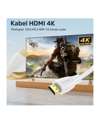 unitek Kabel HDMI 2.0 4K 60Hz, 1m, biały, C11090AWH03-2M