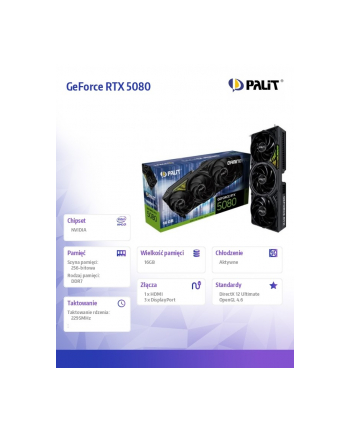 palit Karta graficzna GeForce RTX 5080 GAMING PRO V1 16GB GDDR7 256bit 3DP/HDMI