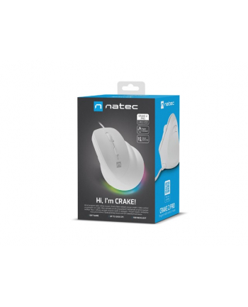 natec Mysz wertykalna CRAKE 2 PRO 128000DPI optyczna biała