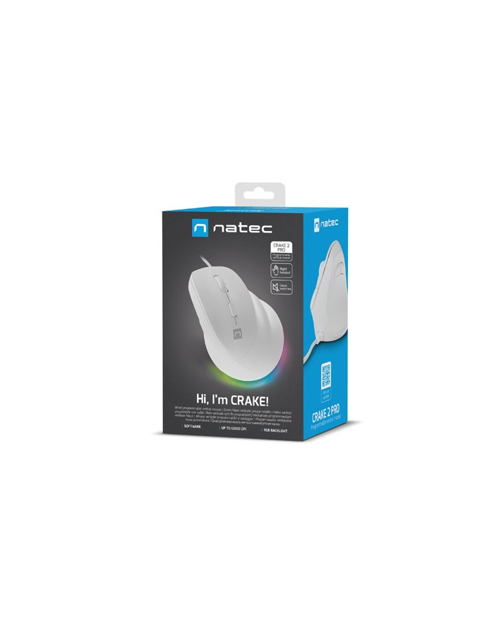 natec Mysz wertykalna CRAKE 2 PRO 128000DPI optyczna biała główny
