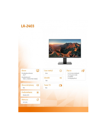 ag neovo Monitor 23.8 cala LA-2403 IPS FHD 100Hz HDMI DP VGA nr 2