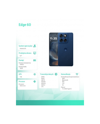 motorola Smartfon Edge 60 12/256GB Gibraltar Sea-Blue