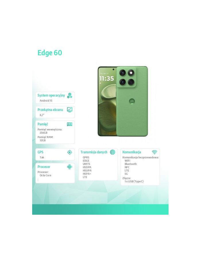 motorola Smartfon Edge 60 12/256GB Shamrock-Green główny