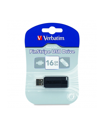 PENDRIVE PINSTRIPE USB DRIVE 16GB 54X21X9.22MM CZARNA 49063 VERBATIM