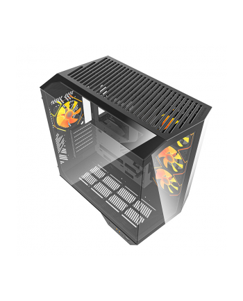 Darkflash DY470 Czarny + 4 wentylatory + uchwyt GPU (DY470FANS+HOLDERBL)