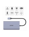 unitek HUB USB-C 2x USB 3.1, HDMI 2.0, DP 1.4, RJ45, SD, PD 100W, D1056A - nr 3