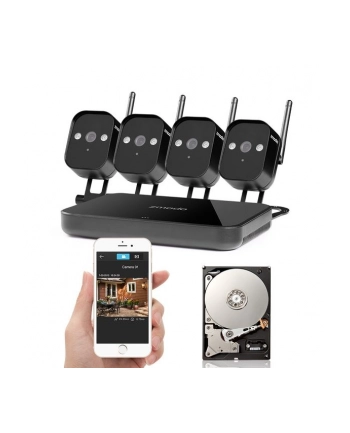 Zmodo Zestaw Do Monitoringu Wideo 720P Wifi Mini Nvr 4 Ip Cam 1Tb Hdd (0889490007467) (ZMODO0889490007467)