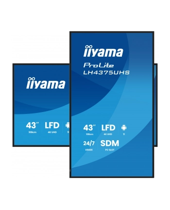 iiyama Monitor 43 cale LH4375UHS-B2AG,24/7,IPS,ANDROID.11,4K, WiFi,          iiSignage2, FailOver, EShare, 24/7, full daisy chain