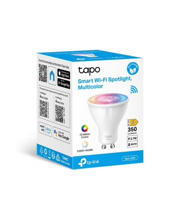 tp-link Żarówka punktowa wielokolorowa Smart Wi-Fi SPEC: 2.4 GHz, IEEE 802.11b/g/n, GU10 Base, 220-240 V, 50/60 Hz, 350 lm, 3.7 W, 2200-6500K
