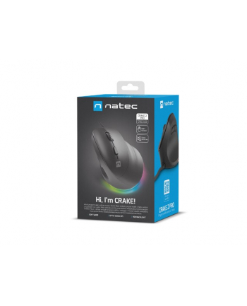 natec Mysz wertykalna CRAKE 2 PRO 128000DPI optyczna czarna