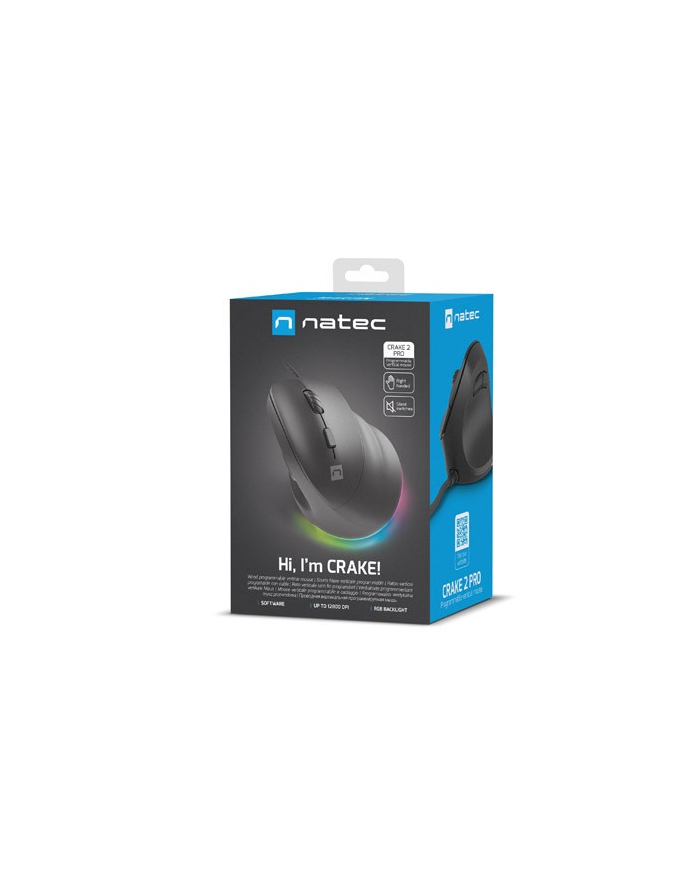 natec Mysz wertykalna CRAKE 2 PRO 128000DPI optyczna czarna główny