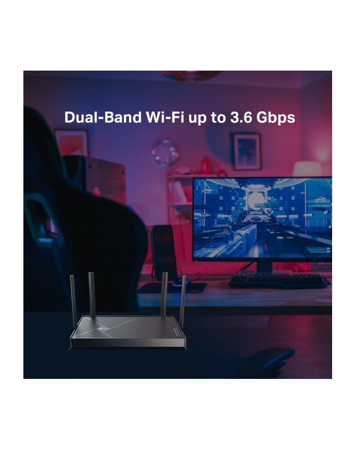 tp-link Router BE3600 DualBand Wi-Fi 7                           SPEED: 688 Mbps at 2.4 GHz + 2882 Mbps at 5 GHz                               SPEC: 4 główny