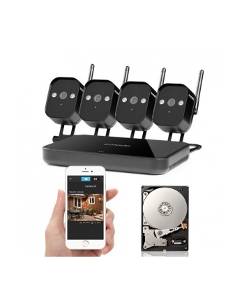 Zmodo Zestaw Do Monitoringu Wideo 720P Wifi Mini Nvr 4 Ip Cam 1Tb Hdd (0889490007467) (ZMODO0889490007467)
