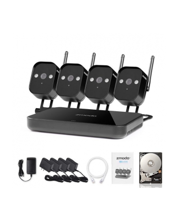 Zmodo Zestaw Do Monitoringu Wideo 720P Wifi Mini Nvr 4 Ip Cam 1Tb Hdd (0889490007467) (ZMODO0889490007467)