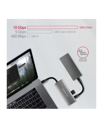 axagon HMC-5G21 Wieloportowy hub USB 5in1, 10Gbps, 2x USB-A + 2x USB-C + HDMI 4K/30Hz, PD 60W, 13cm USB-C kabel