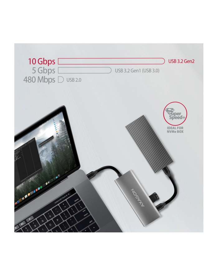 axagon HMC-5G21 Wieloportowy hub USB 5in1, 10Gbps, 2x USB-A + 2x USB-C + HDMI 4K/30Hz, PD 60W, 13cm USB-C kabel główny