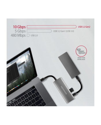 axagon HMC-5G21 Wieloportowy hub USB 5in1, 10Gbps, 2x USB-A + 2x USB-C + HDMI 4K/30Hz, PD 60W, 13cm USB-C kabel nr 1