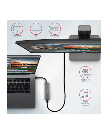 axagon HMC-5G21 Wieloportowy hub USB 5in1, 10Gbps, 2x USB-A + 2x USB-C + HDMI 4K/30Hz, PD 60W, 13cm USB-C kabel nr 2