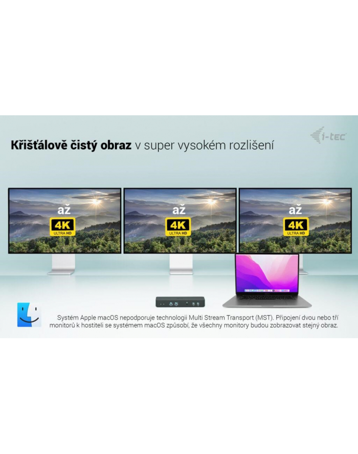 I-TEC USB-C Intelligent Triple Display Docking Station 1xHDMI 2xDP 1xGLAN 2xUSB-C Gen2 2xUSB-A Gen2 2xUSB-A Gen1 1xAudio/Mic PD 100W główny