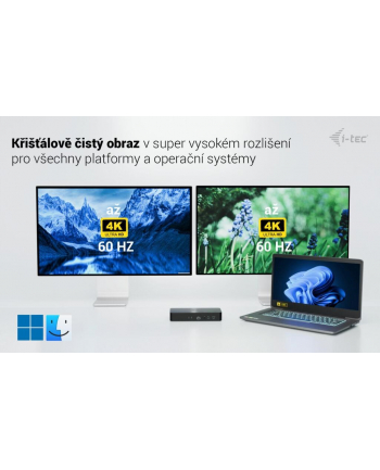I-TEC Universal Intelligent Dual Display DS 2xHDMI 2xDP 1xGLAN 2xUSB-C Gen2 3xUSB-A Gen2 2xUSB-A Gen1 1xAudio/Mic PD100W KL nr 1