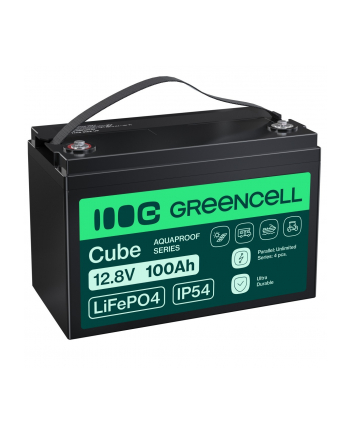 GREEN CELL AKUMULATOR LIFEPO4 CUBE 100AH 12V/128V 1280WH LFPGC12V100AH