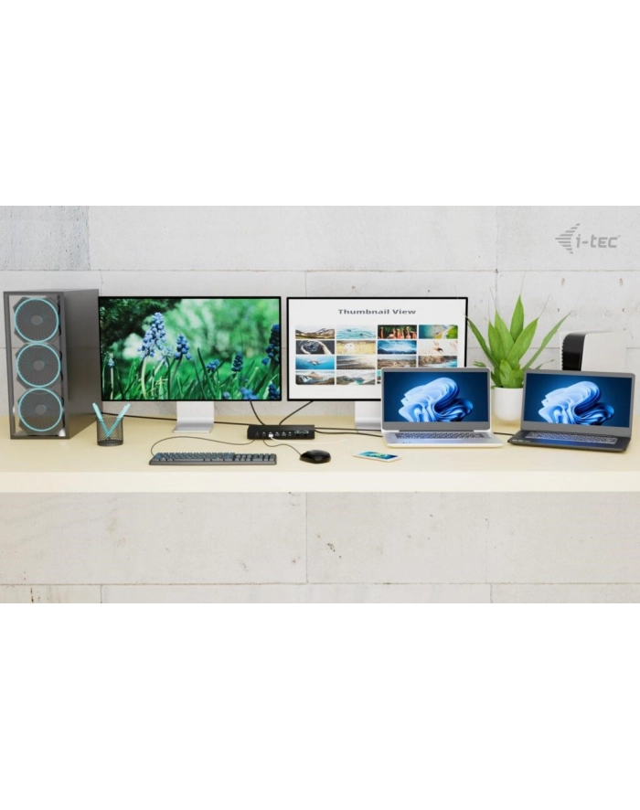I-TEC USB-C KVM Docking station for 3 Hosts 2xHDMI 1xGLAN 1xUSB-C Gen2 3x USB-A Gen2 2x USB-A 1.1 1xAudio 1xMic PD 1x 92W/2x 65W główny