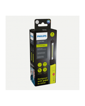philips Lampa warsztatowa bezprzewodowa SLIM, Xperion, źródło światła LED, strumień świetlny 180/250/500lm, moc: 5 W, pojemność akumulatora: 2600mAh, Lit, IK07/ IP54, USB typ-C
