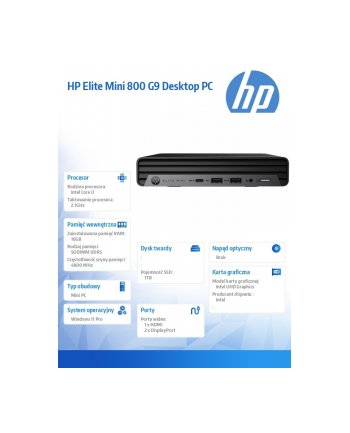 hp inc. Komputer Elite Mini 800 G9 i7-14700 1TB/16/W11P 998Q6ET