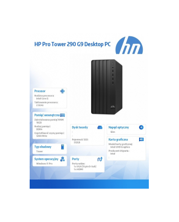 hp inc. Komputer 290 Tower G9 i5-12400 512GB/16GB/W11P B6ZA8ET nr 1