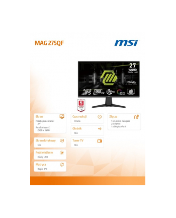 msi Monitor MAG 275QF 27 ''/LED/QHD/Flat/180Hz/Black nr 1