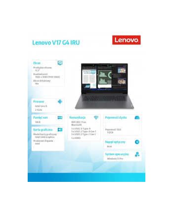 lenovo Laptop V17 G4 83A20010PB Windows 11 Pro i5-13420H/16GB/512GB/INT/17.3 FHD/Iron Grey/3YRS OS