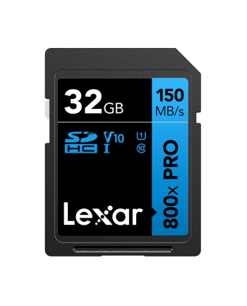 Lexar Professional 800x Pro 32GB SDHC UHS-I cards,  up to 150MB/s read, C10 V10 U1 nr 1
