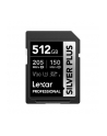 Lexar Professional SILVER PLUS SDXC UHS-I cards, 512GB, up to 205MB/s read 150MB/s write C10 V30 U3 - nr 1