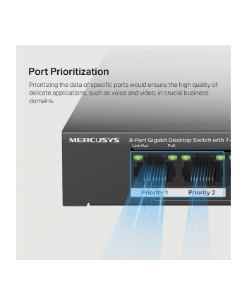 tp-link Przełącznik Mercusys 8-Port Gigabit Desktop Switch with 7× Gigabit PoE+ Ports, 1× Gigabit Non-PoE Ports nr 2
